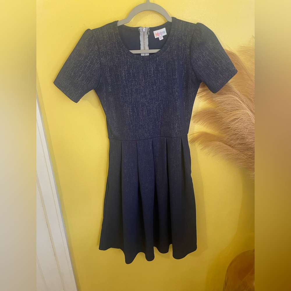☀️LuLaRoe Midnight Blue Dress with Sparkling Silver Threads